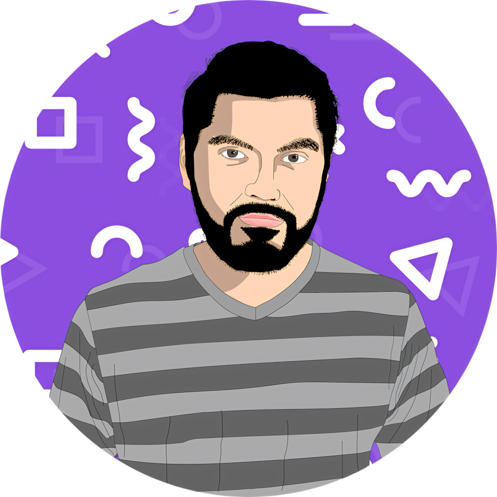 Professional vector graphic headshot of a digital marketing manager.
