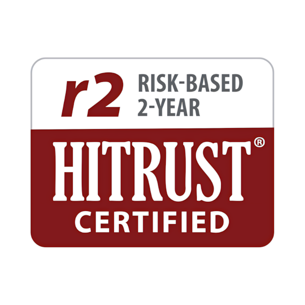 A HITRUST r2 Certification Badge featured on Florentino Castellanos' marketing portfolio website for demonstrational purposes only