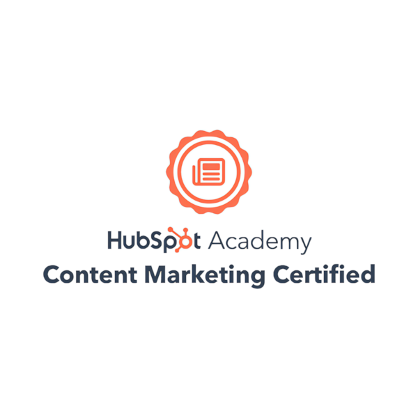 HubSpot Academy Content Marketing Certification badge on Florentino Castellanos' marketing portfolio website